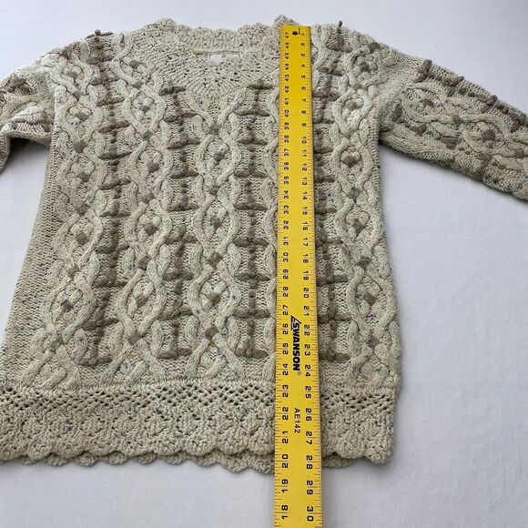 Express Chunky Cable Knit Sweater Handknitted Oversized Womens Small Tan Cozy - Picture 8 of 10